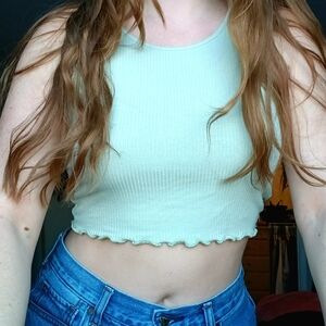 American Eagle Outfitters Green Ribbed Tank Top